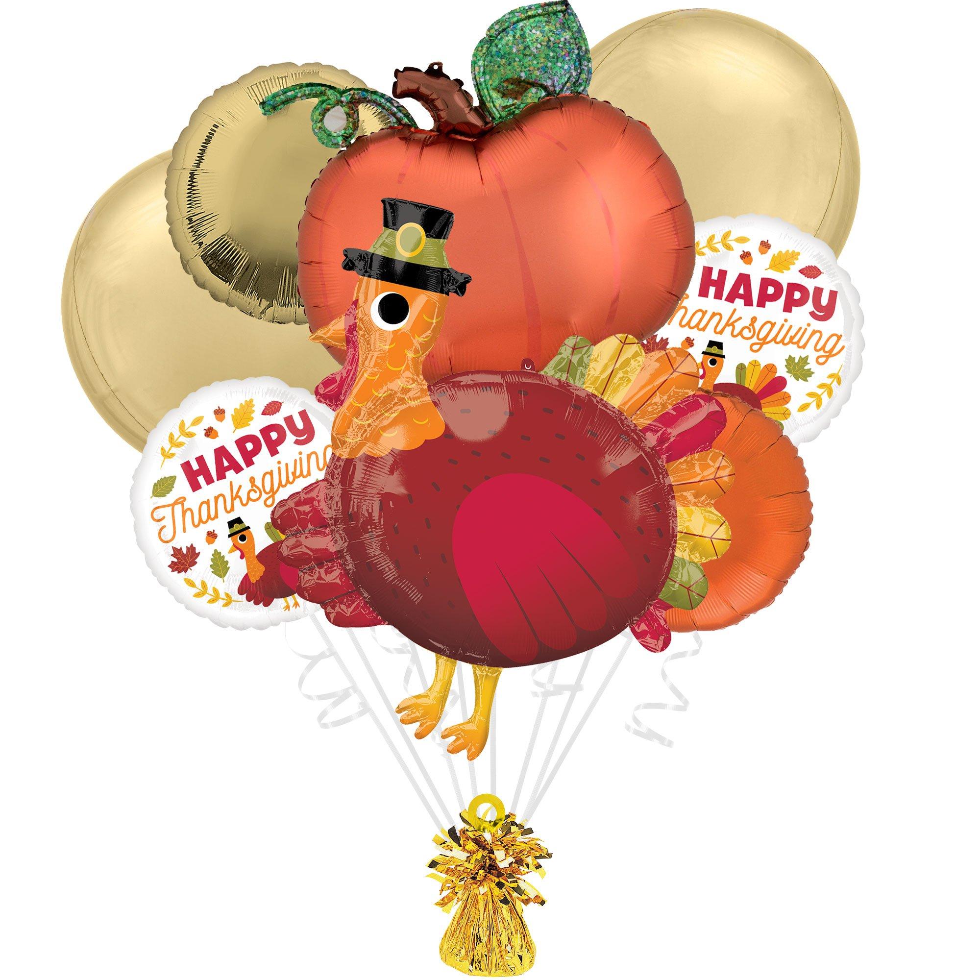 Pilgrim Turkey Thanksgiving Foil Balloon Bouquet